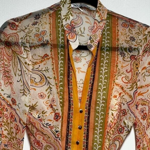 NWOT ZARA Printed Boho Tied Floral Mini Summer Dress Sz S - Picture 9 of 10